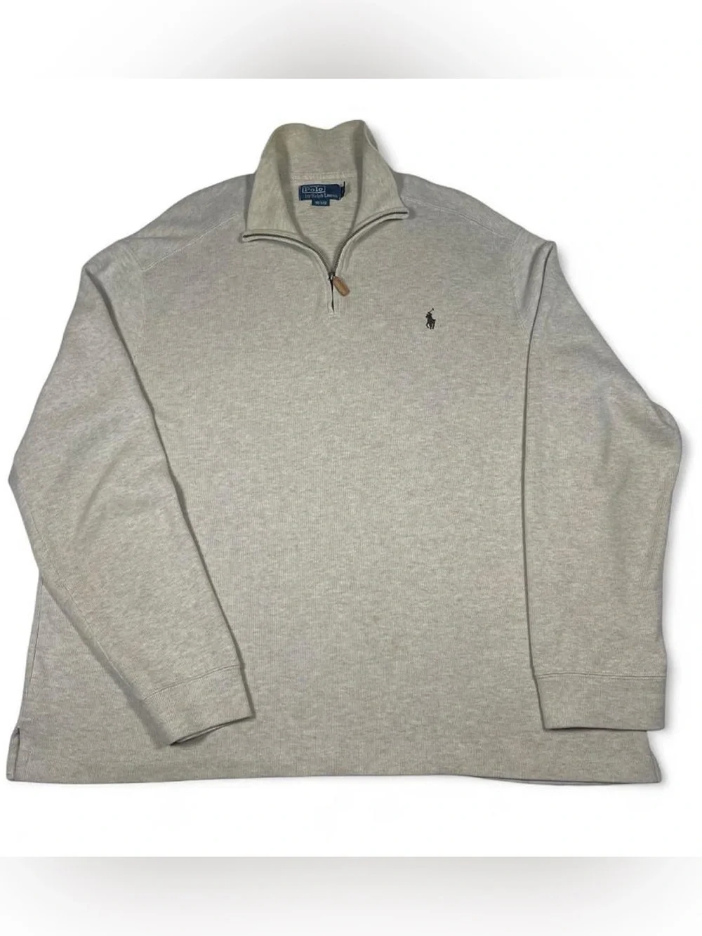 VTG Polo Ralph Lauren Quarter Zip Sweater Beige Heather Men’s Sz XXL Golf Q-Zip